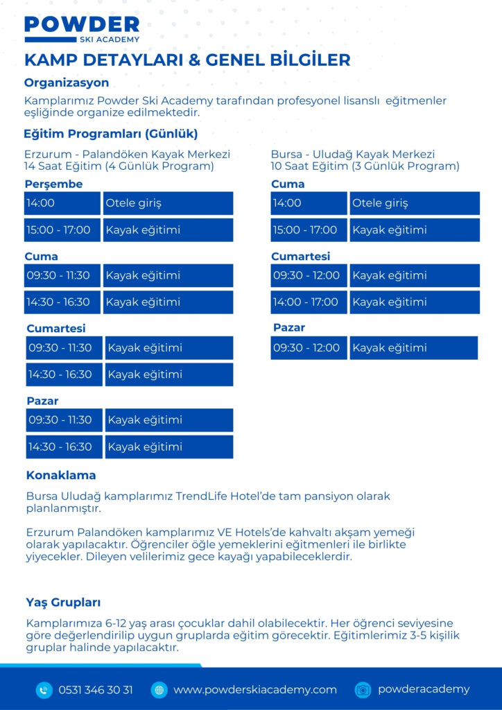 Powder Ski 2025-26 Kamp Planı